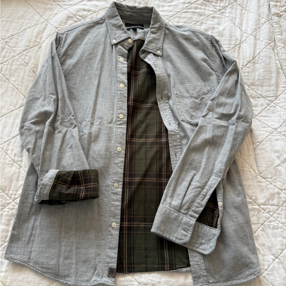 Banana Republic Gray Flannel Untucked Slim Fit Shirt